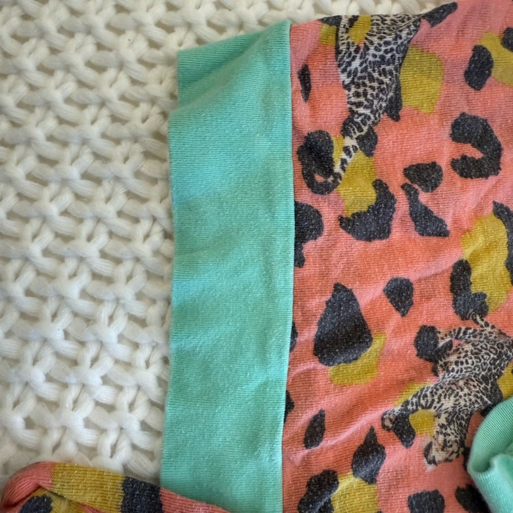 Leopard Print Pajamas - Salmon/Teal 🐆 Honeydew Brand - Picture 4 of 8